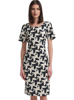Fibes Fashion Mini Καλοκαιρινό Καθημερινό Φόρεμα Μαύρο Εκρού 05-9456