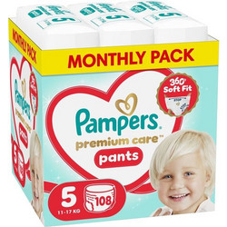 Pampers Premium Care Pants Monthly Pack Πάνες Βρακάκι No5 12-17kg 108τμχ
