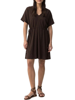 Tiffosi Janelle Mini Καλοκαιρινό Καθημερινό Φόρεμα Μεταξωτό Σοκολατί 10065841-290