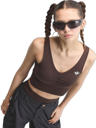 Adidas Essentials Αθλητικό Μπουστάκι με Μέτρια Στήριξη Σοκολατί IA4524