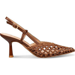Envie Shoes Γόβες Slingback Δερμάτινες με Λεπτό Ψηλό Τακούνι Καφέ E84-23424-28
