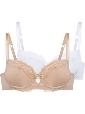 Dorina Celine Σουτιέν Balconette με Μπανέλα Μπεζ Λευκό D17456A-2X0524