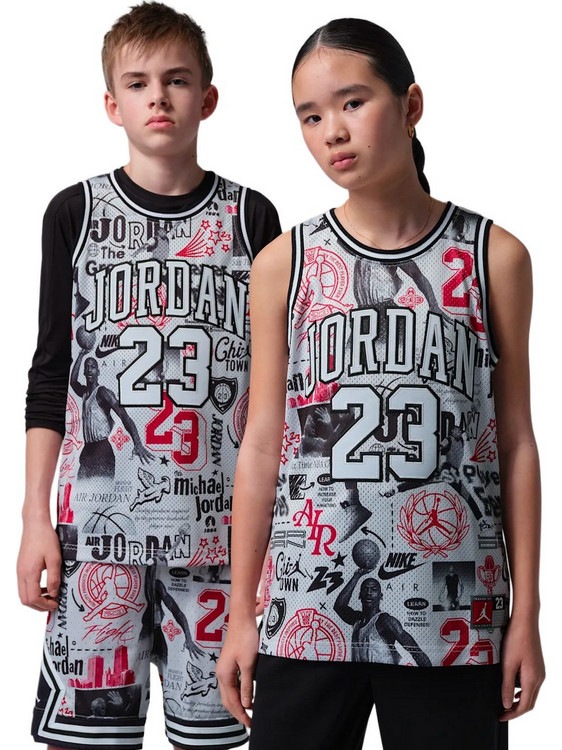 Jordan 23 All Over Print Παιδικό T-Shirt Αμάνικο Μαύρο Κόκκινο 95C655-709