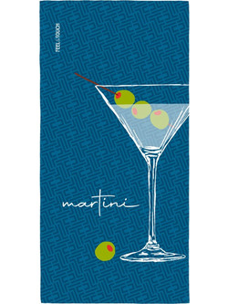 Feel & Touch Drinks Martini Πετσέτα Θαλάσσης Microfiber Μπλε 80x160cm