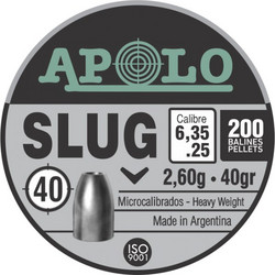 Apolo Βολίδες Pellets Αεροβόλου 6.35mm Μολυβένιες 2.6g / 40gr 200τμχ