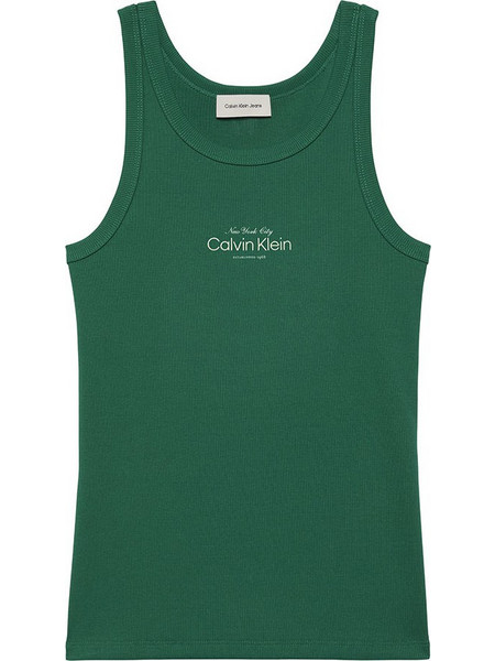 Calvin Klein Γυναικείο Καλοκαιρινό Crop Top Ριπ Πράσινο LV047F816G-L4G