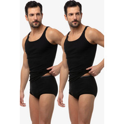 Minerva Αμάνικα Ανδρικά Φανελάκια Βαμβακερά Σετ 2Pack Μαύρα 90-10902-045