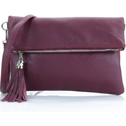 Passaggio Leather Γυναικεία Τσάντα Χιαστί Δερμάτινη Μωβ με Στενό Λουρί 6187-XX-13