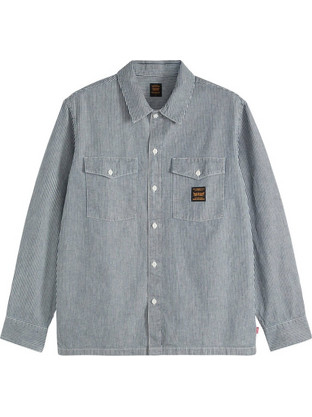 Levi's Ανδρικό Πουκάμισο Βαμβακερό Ριγέ Μακρυμάνικο Κανονική Γραμμή Overshirt Ανθρακί 003O2-0011