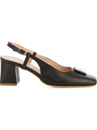 Guy Laroche Γόβες Slingback Δερμάτινες με Χοντρό Χαμηλό Τακούνι Μαύρες 786S26A84969