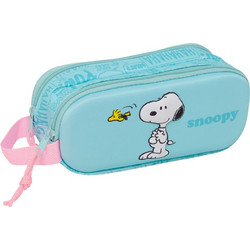Safta Snoopy 3D Κασετίνα Βαρελάκι με 2 Θήκες Γαλάζια 634293