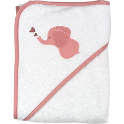 Baby Star Elephant Βρεφικό Μπουρνούζι Κάπα Λευκό Ροζ 95x95cm
