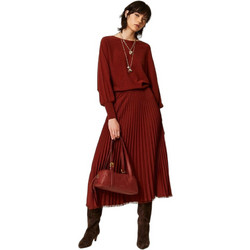 TWINSET Midi Καθημερινό Φόρεμα Πλεκτό Μπορντό 262TP3250-06501