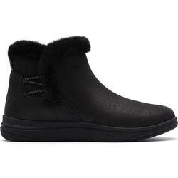 Clarks Γυναικεία Μποτάκια Αστραγάλου Δερμάτινα Μαύρα με Γούνα 26184190