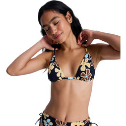 Roxy Nostalgic Feels Bikini Top Τριγωνάκι Floral Μαύρο Καφέ Μπεζ ERJX305653-XKNC