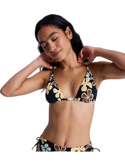 Roxy Nostalgic Feels Bikini Top Τριγωνάκι Floral Μαύρο Καφέ Μπεζ ERJX305653-XKNC