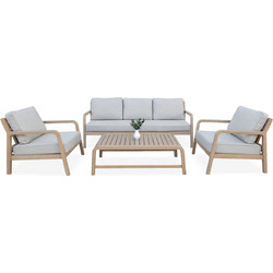 HomeMarkt Portia Σετ Σαλόνι Κήπου Μασίφ Ξύλο 4τμχ Μπεζ Γκρι HM6534