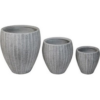 HomeMarkt Gardener Σετ Γλάστρες Στρογγυλές Fiberclay Γκρι 48x56cm 3τμχ HM4728