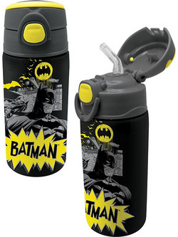 Graffiti Batman Παιδικό Παγούρι Θερμός Ανοξείδωτο Μαύρο 450ml