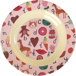 Rice Μπολ Φαγητού ABC Print Pink 250ml