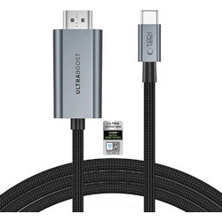 Tech-Protect Καλώδιο HDMI 2.1 Braided HDMI Male to USB-C Male 2m Black 5906302323920