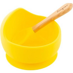 Zingies Βρεφικό Σετ Φαγητού Σιλικόνης & Bamboo Ziggy Κίτρινο 2τμχ