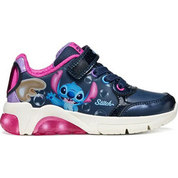 Geox Lilo & Stitch Παιδικά Sneakers με Φωτάκια Navy Μπλε Φούξια J66M4E05402C4268