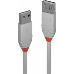 Lindy 36714 Καλώδιο USB-A Male 2.0 to USB-A Female 3m Grey