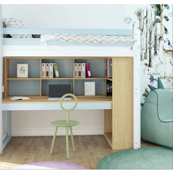 MaisonPlus High Παιδικό Κρεβάτι Υπερυψωμένο Μονό για Στρώμα 90x200cm με Γραφείο & Αποθηκευτικό Χώρο