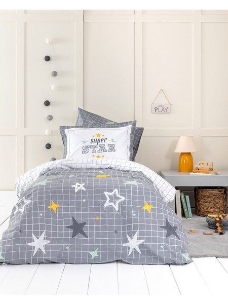 Nima Starlight Σετ Παιδική Παπλωματοθήκη Μονή Microfiber 160x240 Γκρι