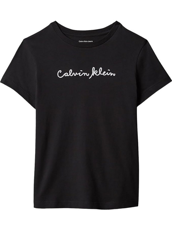 Calvin Klein Seasonal Small AW Slim Tee SS Παιδικό T-Shirt Κοντομάνικο Μαύρο LVCKTJA31G-8Y-16Y-BEH