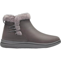 Clarks Γυναικεία Μποτάκια Αστραγάλου Δερμάτινα Ανθρακί με Γούνα 26184537