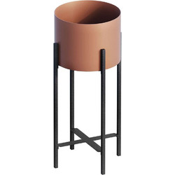 Aberto Design Κασπώ Δαπέδου Εσωτερικού Χώρου Μεταλλικό με Πόδια Ροζ Χρυσό Μαύρο 23x48cm 247HFM1198