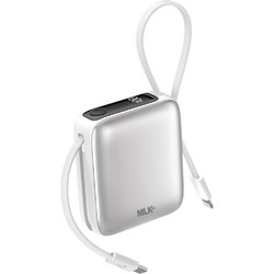 MLK+ LX17 Power Bank 10000mAh 22.5W με Ενσωματωμένα Καλώδια USB-C & Lightning Silver