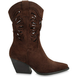Exe Γυναικεία Μποτάκια Cowgirl Suede Καφέ με Χοντρό Χαμηλό Τακούνι W339W2023-504