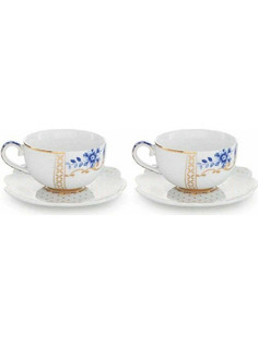 Pip Studio Royal Φλιτζάνι Espresso & Ελληνικού Καφέ Πορσελάνης Λευκό Μπλε 125ml 51004076