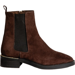 Corina Γυναικεία Μποτάκια Chelsea Suede Καφέ με Χοντρό Χαμηλό Τακούνι M6810