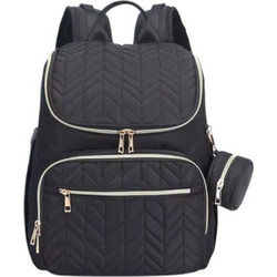 QueenMother Chic Chevron Τσάντα Αλλαξιέρα Πλάτης Μαύρη