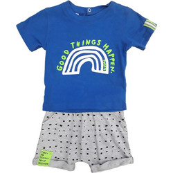 Funky Good Things Happens Βρεφικό Σετ για Αγόρι Καλοκαιρινό Royal Blue Γκρι 121-801112-1