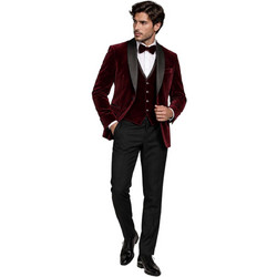 Versace 19V69 Γαμπριάτικο Κοστούμι Σμόκιν Χειμερινό με Κανονική Εφαρμογή Μπορντό 07.38.PARISBRUNO