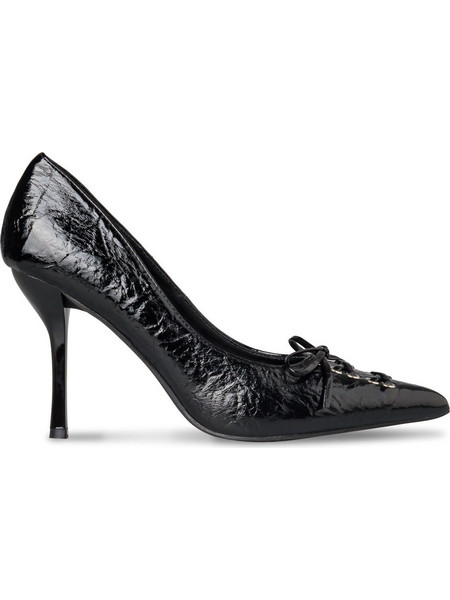 Envie Shoes Γόβες Λουστρίνι με Τακούνι Στιλέτο με Φιόγκο Μαύρες E31-24134-34
