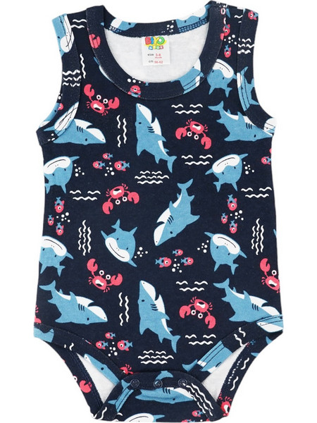Biyo Kids The Cutest Shark Φορμάκι Εσώρουχο Αμάνικo για Αγόρι Navy Μπλε 38705