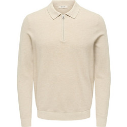 Only & Sons Ανδρική Μπλούζα Polo Μακρυμάνικη Μπεζ 22039921