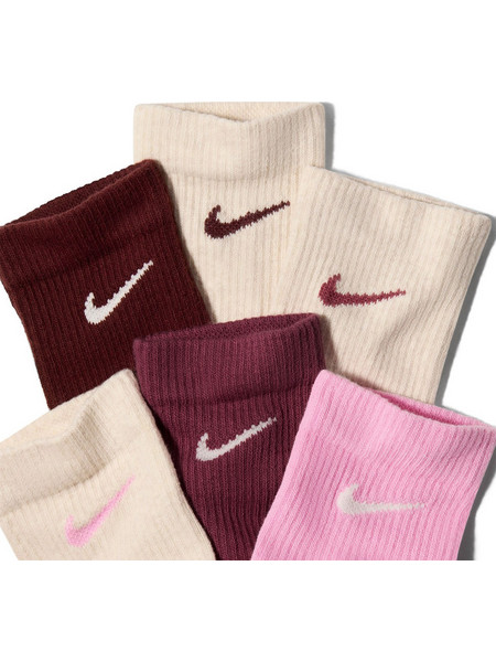 Nike Everyday Elevated Ανδρικές Κάλτσες Ψηλές με Σχέδια Μπορντό Καφέ Μπεζ Ροζ 6Pack HQ8021-910