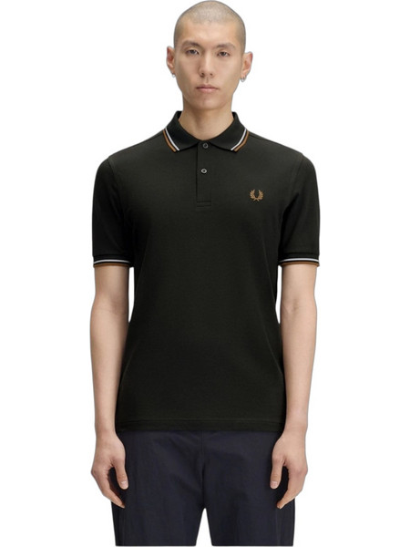 Fred Perry Ανδρική Μπλούζα Polo Κοντομάνικη Χακί M3600-78C