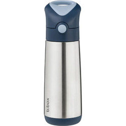 B.Box Midnight Παιδικό Παγούρι Θερμός Ανοξείδωτο BPA Free με Καλαμάκι Ασημί Μπλε 500ml