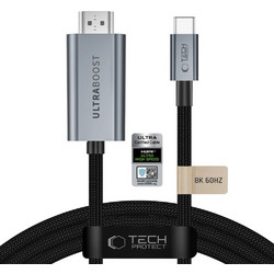 Tech-Protect Καλώδιο HDMI 2.1 Braided HDMI Male to USB-C Male 3m Black 5906302341542
