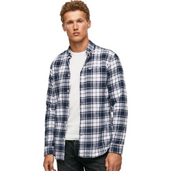 Pepe Jeans Ανδρικό Πουκάμισο Βαμβακερό Καρό Μακρυμάνικο Κανονική Γραμμή Overshirt Μπλε PM307643-594