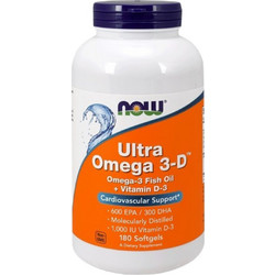 Now Foods Ultra Omega 3-D Ιχθυέλαιο 180 Μαλακές Κάψουλες