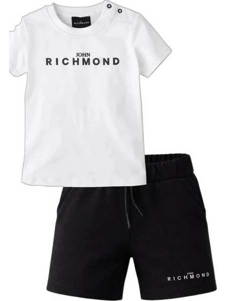 John Richmond Βρεφικό Σετ για Αγόρι Καλοκαιρινό Λευκό Μαύρο RIP26006CJ